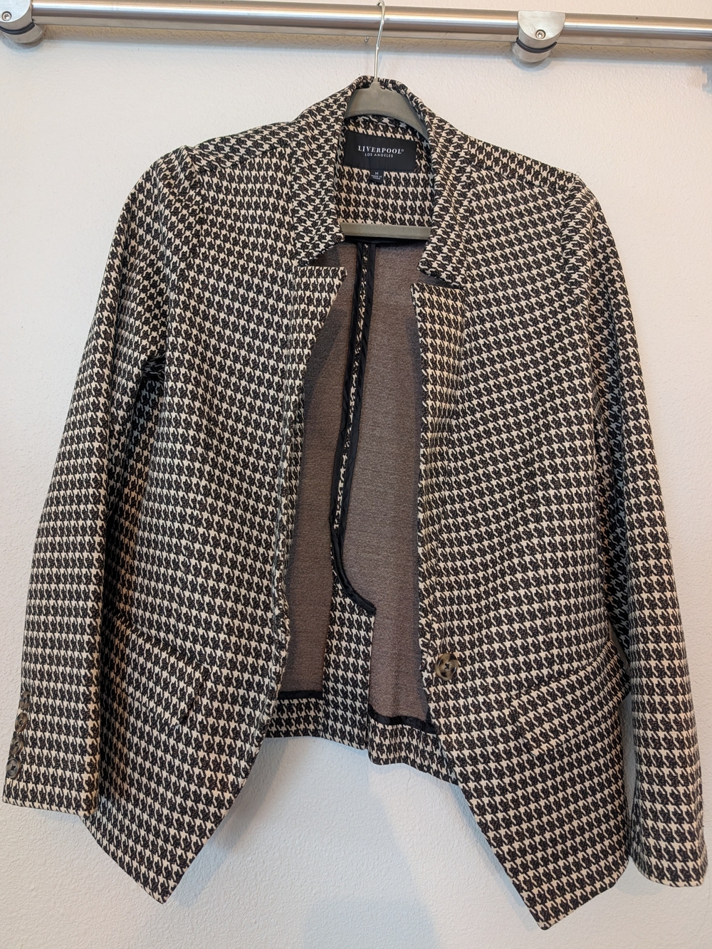 Liverpool Los Angeles Houndstooth Cutaway Blazer Knit Jacket - Size M